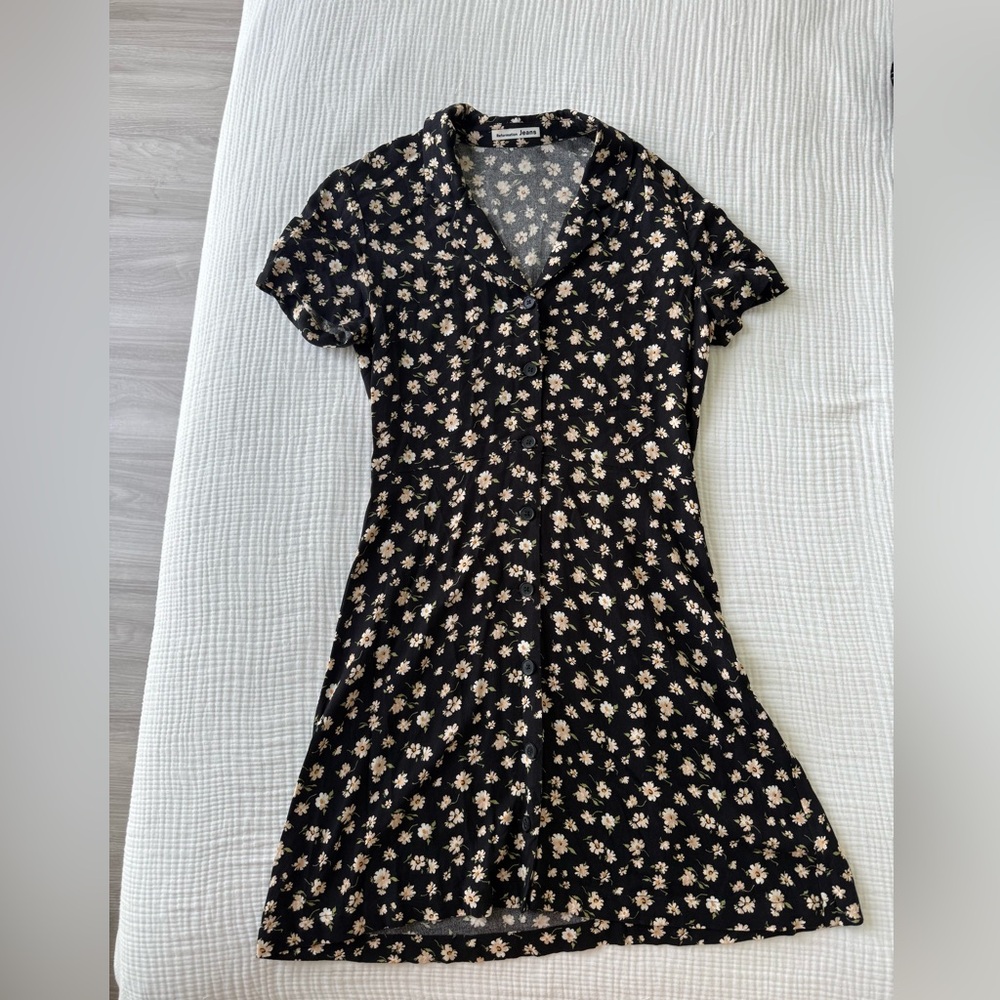 Reformation Black Floral Mini Dress